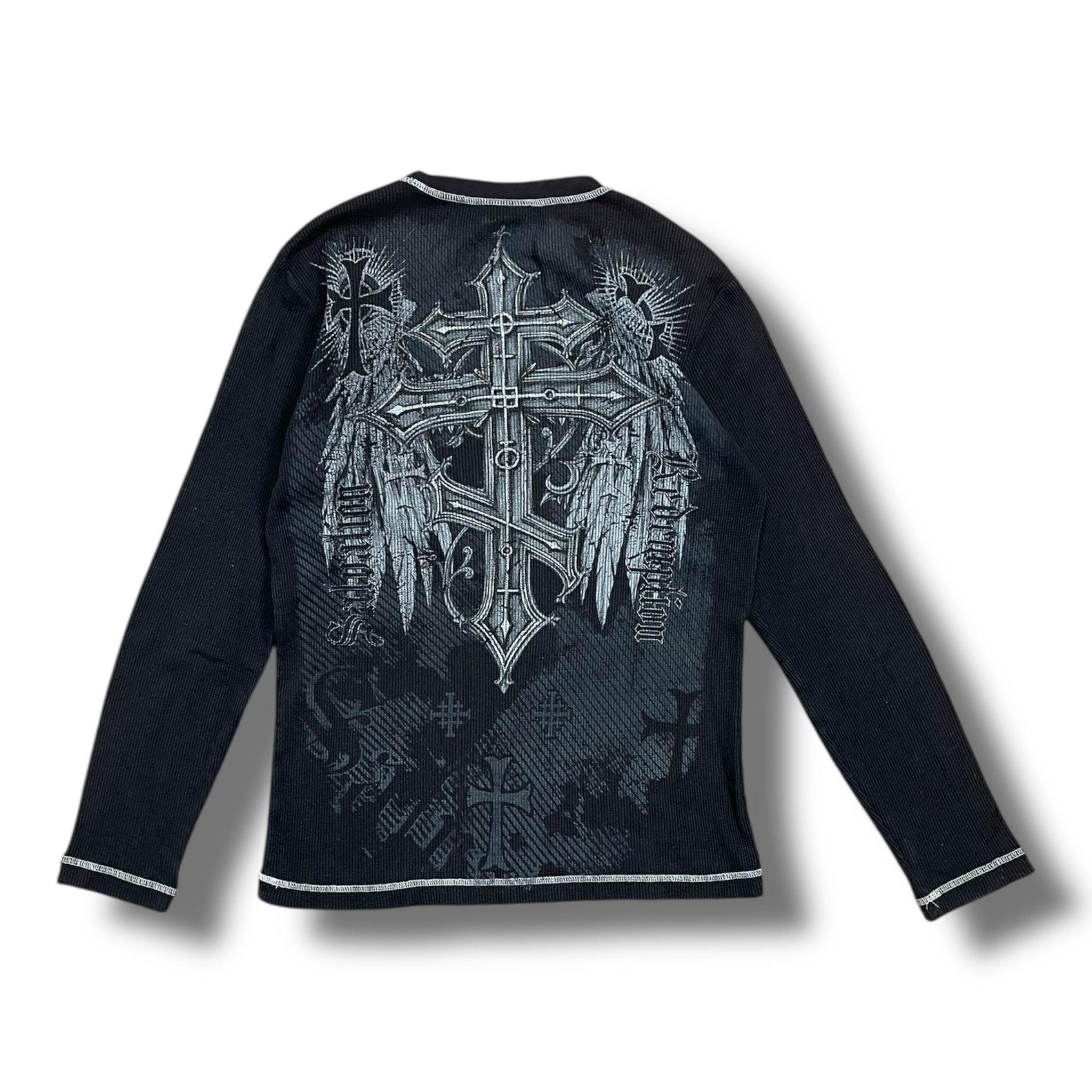 Y2K No Boundaries “Affliction” Waffle Long-Sleeve Shirt - M