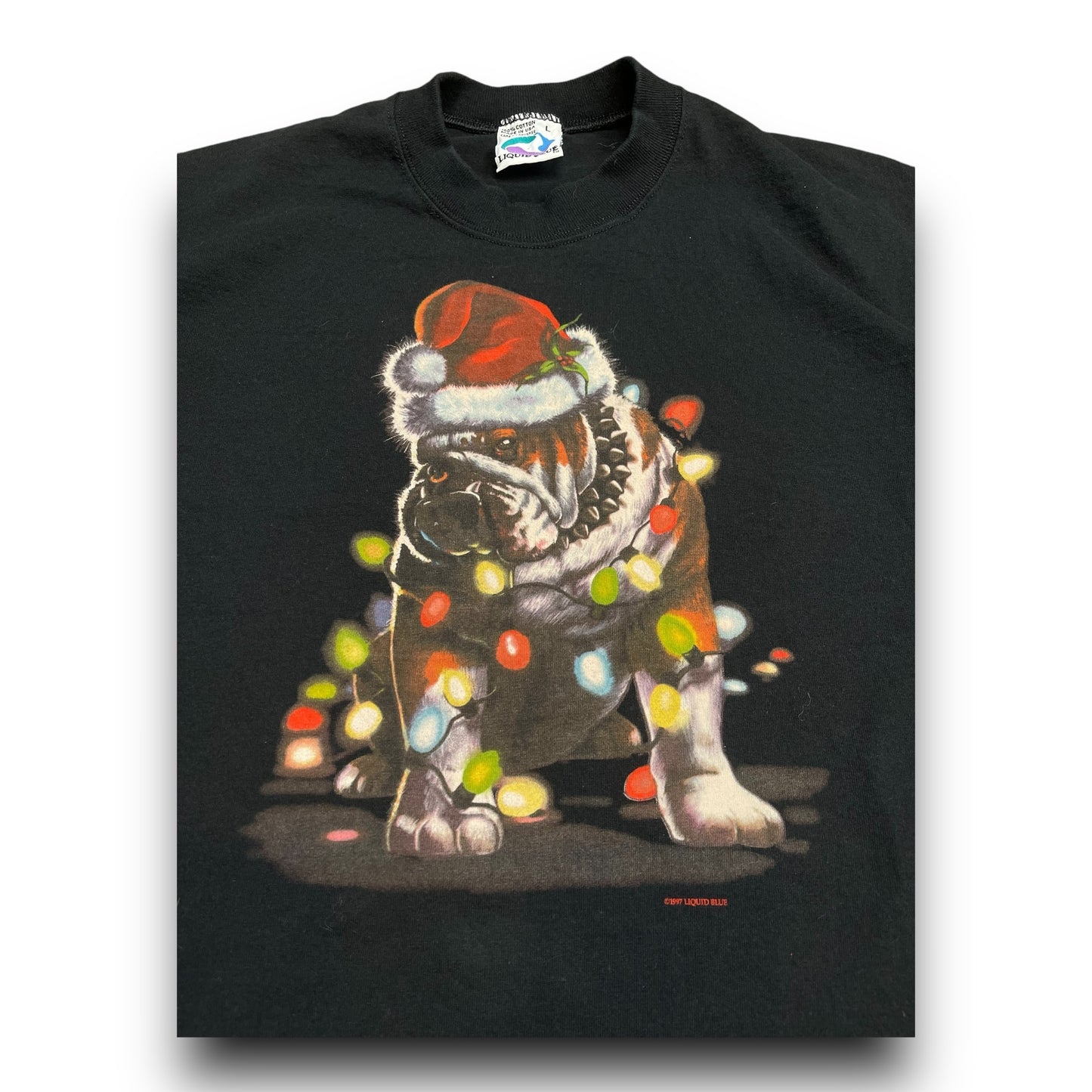 1997 Bulldog Christmas Lights “Liquid Blue” Shirt - L