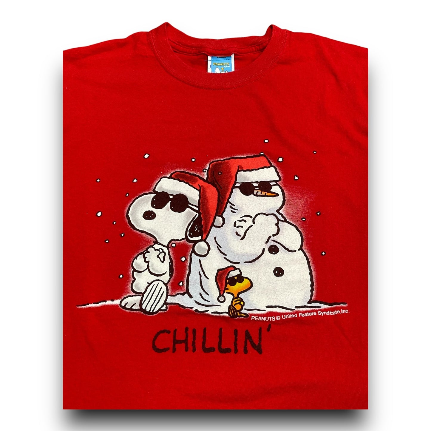 Vintage Snoopy & Snowman Christmas Shirt - M