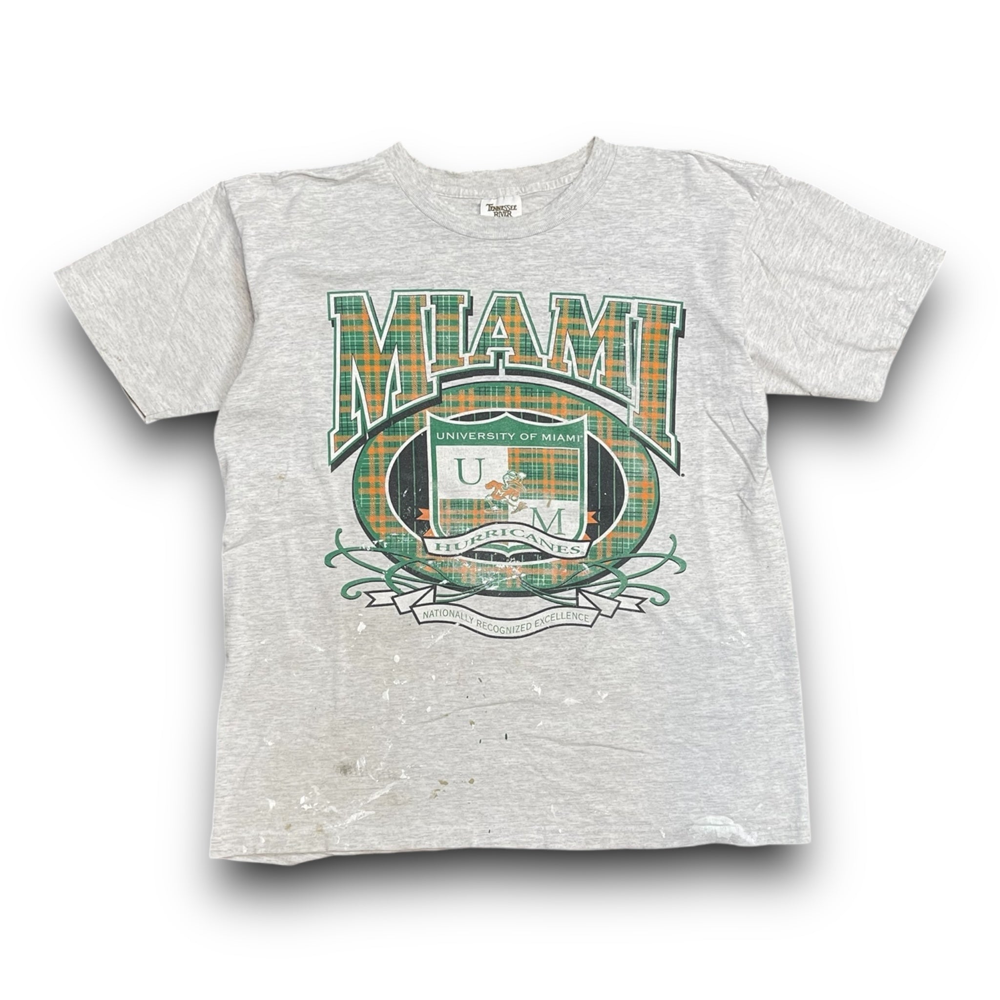 Miami Hurricanes 90s All Over Print Shirt Large top AOP Single Stitch Splatter Paint