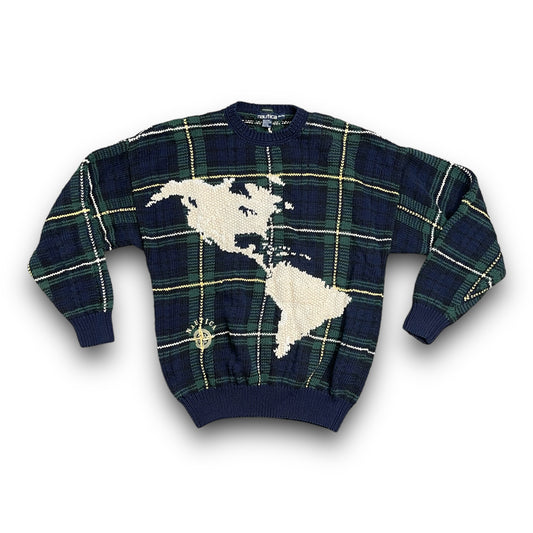 Vintage Nautica World Map Sweater - XL