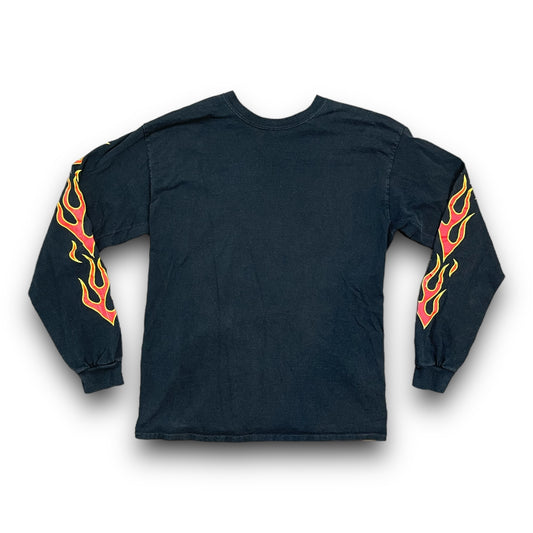 Y2K Black Flame Long-sleeve Shirt - M